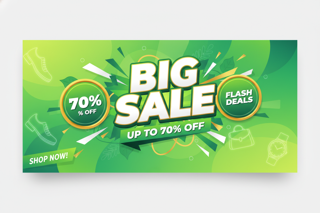 store banner big sale green colpur design shopify