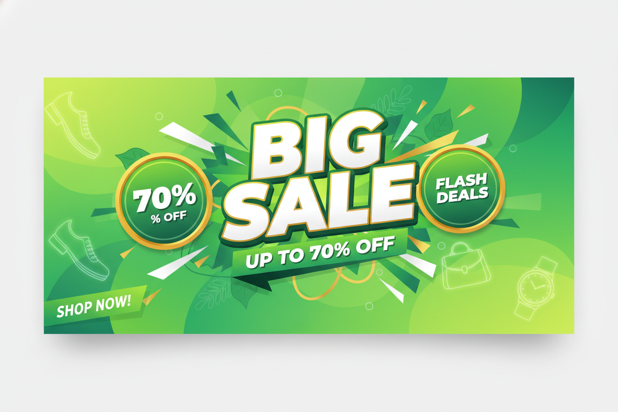 store banner big sale green colpur design shopify